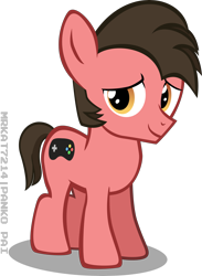 Size: 4492x6141 | Tagged: safe, artist:mrkat7214, derpibooru import, oc, oc only, oc:ace play, earth pony, pony, absurd resolution, colt, looking at you, male, simple background, smiling, solo, transparent background, vector, younger