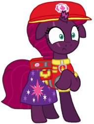 Size: 803x1053 | Tagged: safe, artist:徐詩珮, derpibooru import, fizzlepop berrytwist, tempest shadow, pony, unicorn, series:sprglitemplight diary, series:sprglitemplight life jacket days, series:springshadowdrops diary, series:springshadowdrops life jacket days, aid marshall (paw patrol), alternate universe, clothes, cute, marshall (paw patrol), paw patrol, simple background, transparent background