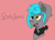 Size: 3016x2160 | Tagged: safe, artist:teddieatwork, derpibooru import, oc, oc:sorajona, oc:sorajona darkwing, pegasus, pony, bandana, big ears, blue hair, bust, fluffy, heterochromia, name, open mouth, portrait, simple background, smiling, solo