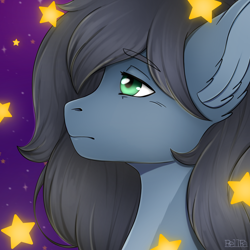 Size: 4050x4050 | Tagged: safe, artist:bellfa, derpibooru import, oc, oc only, pegasus, pony, bathrobe, clothes, commission, green eyes, grey hair, male, original art, robe, sad, simple background, solo, stars, ych result