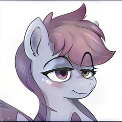 Size: 1024x1024 | Tagged: safe, artist:thisponydoesnotexist, derpibooru import, oc, pegasus, pony, artificial intelligence, eye clipping through hair, heterochromia, neural network, simple background, solo