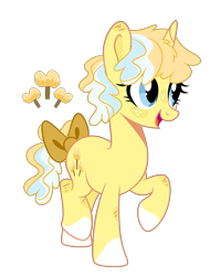 Size: 2015x2647 | Tagged: safe, artist:lazuli, artist:rose-moonlightowo, derpibooru import, oc, oc:caramel apple, pony, unicorn, bow, female, mare, offspring, parent:applejack, parent:shining armor, parents:shiningjack, simple background, solo, tail bow, transparent background