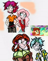 Size: 2314x2952 | Tagged: safe, artist:citi, derpibooru import, screencap, ocellus, sandbar, smolder, yona, human, fangs, humanized, scene interpretation, screencap reference, traditional art