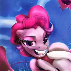 Size: 1024x1024 | Tagged: safe, artist:thisponydoesnotexist, derpibooru import, oc, pony, creepy, creepy smile, neural network, not pinkie pie, smiling, solo