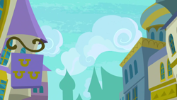 Size: 1280x720 | Tagged: safe, derpibooru import, screencap, spice up your life, background, canterlot, no pony, restaurant row, sign