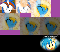 Size: 1924x1661 | Tagged: safe, artist:furrgroup, derpibooru import, oc, oc:internet explorer, oc:safari, pony, ask internet explorer, browser ponies, eyes closed, internet explorer, magic