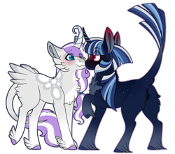 Size: 1500x1327 | Tagged: safe, artist:clay-bae, derpibooru import, oc, oc only, oc:alto, oc:north star, pony, unicorn, curved horn, feathered fetlocks, horn, magical lesbian spawn, male, offspring, parent:fluttershy, parent:rarity, parent:tempest shadow, parent:twilight sparkle, parents:flarity, parents:tempestlight, simple background, stallion, tail feathers, transparent background