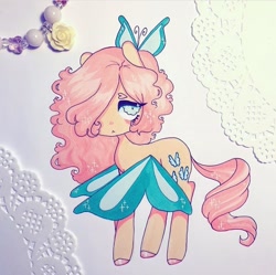 Size: 720x717 | Tagged: safe, derpibooru import, fluttershy, pegasus, pony, butterfly hairpin, butterfly wings, eyebrows, flower, hair over one eye, hairpin, heart eyebrows, instagram, marker drawing, rose, solo, traditional art, wings, yellow rose