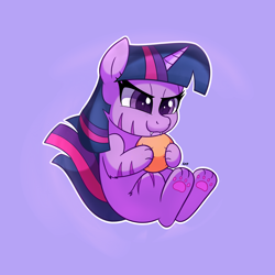 Size: 4000x4000 | Tagged: safe, artist:handgunboi, derpibooru import, twilight sparkle, big cat, cat, cat pony, original species, tiger, unicorn, ball, beans, cute, cute little fangs, fangs, female, food, paws, simple background, solo, species swap, twiger, underpaw