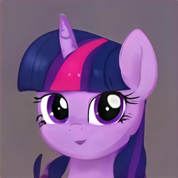 Size: 1024x1024 | Tagged: safe, artist:thisponydoesnotexist, derpibooru import, twilight sparkle, pony, unicorn, female, mare, multicolored mane, neural network, purple coat, solo