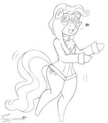 Size: 1024x1167 | Tagged: safe, artist:timmy_22222001, derpibooru import, mayor mare, earth pony, semi-anthro, clothes, cosplay, costume, hoodie, kigurumi, monochrome, pencil drawing, solo, traditional art