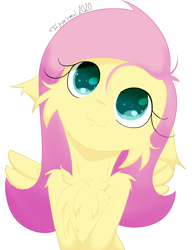 Size: 1000x1300 | Tagged: safe, artist:fajnyziomal, derpibooru import, fluttershy, pegasus, pony, cheek fluff, chest fluff, cute, floppy ears, shyabetes, simple background, white background