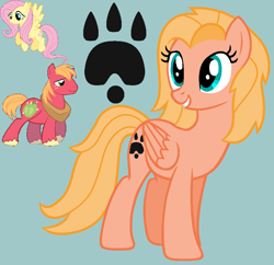 Size: 924x894 | Tagged: safe, artist:drancarola135, artist:shiibases, derpibooru import, big macintosh, fluttershy, oc, oc:butterfly, earth pony, pegasus, pony, base used, cutie mark, female, fluttermac, male, offspring, parent:big macintosh, parent:fluttershy, parents:fluttermac, paw prints, pegasus oc, shipping, straight, wings