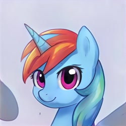 Size: 1024x1024 | Tagged: safe, artist:thisponydoesnotexist, derpibooru import, pony, unicorn, bust, horn, neural network, not rainbow dash, portrait, solo