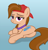 Size: 2452x2562 | Tagged: safe, artist:chomakony, derpibooru import, oc, oc only, oc:kiranne spell, earth pony, pony, bedroom eyes, butt, cap, crossed hooves, earth pony oc, featureless crotch, female, gradient background, hat, lidded eyes, looking at you, lying down, mare, plot, simple background, smiling, solo