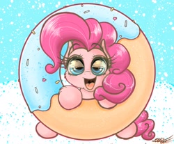 Size: 2048x1692 | Tagged: safe, alternate version, artist:phoenixrk49, derpibooru import, pinkie pie, earth pony, pony, cloud, donut, eye reflection, food, misleading thumbnail, open mouth, reflection, soda