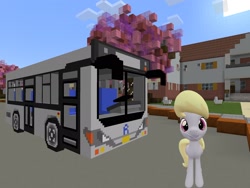 Size: 2048x1536 | Tagged: safe, artist:topsangtheman, derpibooru import, cloud kicker, pegasus, pony, topsangtheman's minecraft server, bus, house, looking at you, minecraft, solo