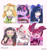 Size: 1376x1478 | Tagged: safe, alternate version, artist:violetstar36, derpibooru import, twilight sparkle, unicorn twilight, anthro, dog, human, pony, unicorn, :d, animal crossing, anthro with ponies, bit gag, book, bow, bust, clothes, crossover, demon slayer, eye clipping through hair, female, gag, glowing horn, hair bow, hazbin hotel, horn, isabelle, magic, mare, nezuko kamado, panty and stocking with garterbelt, reading, six fanarts, smiling, spinel (steven universe), steven universe, telekinesis, vaggie