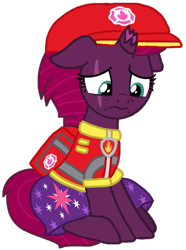 Size: 789x1058 | Tagged: safe, artist:徐詩珮, derpibooru import, fizzlepop berrytwist, tempest shadow, pony, unicorn, series:sprglitemplight diary, series:sprglitemplight life jacket days, series:springshadowdrops diary, series:springshadowdrops life jacket days, aid marshall (paw patrol), alternate universe, base used, clothes, cute, marshall (paw patrol), paw patrol, simple background, transparent background