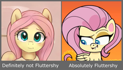 Size: 1289x737 | Tagged: safe, artist:thisponydoesnotexist, derpibooru import, screencap, fluttershy, pegasus, pony, my little pony: pony life, lip bite, neural network, op is a cuck