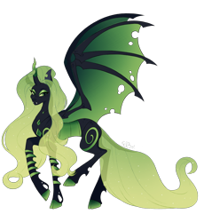 Size: 3224x3508 | Tagged: safe, artist:e-boi, derpibooru import, oc, oc only, oc:selene, changeling queen, changeling queen oc, female, green changeling, raised hoof, simple background, solo, transparent background