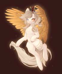 Size: 1750x2100 | Tagged: safe, artist:dusty-onyx, derpibooru import, oc, oc:hikaru, pegasus, pony, colored wings, female, heterochromia, mare, palindrome get, solo, wings