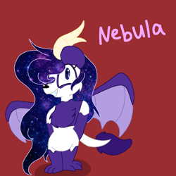 Size: 1378x1378 | Tagged: safe, artist:circuspaparazzi5678, derpibooru import, oc, oc:nebula the dragon panda, bear, dragon, panda, dargon panda hybrid, dragon horns, dragon wings, ethereal mane, galaxy mane, next generation, solo, wings