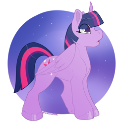 Size: 2000x2000 | Tagged: safe, artist:onecoolmule, derpibooru import, twilight sparkle, twilight sparkle (alicorn), alicorn, confused, cute, emala jiss challenge, female, folded wings, mare, solo, wings