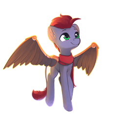 Size: 1050x988 | Tagged: safe, artist:freeedon, derpibooru import, oc, oc:tan-dreamstiller, pegasus, pony, artificial wings, augmented, clothes, male, scarf, simple background, solo, stallion, transparent background, wings