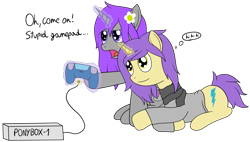 Size: 3361x1912 | Tagged: safe, artist:cloudy95, derpibooru import, oc, oc only, pony, clothes, controller, hoodie, joystick, magic, male, simple background, stallion, transparent background, uynicorn