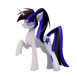 Size: 2480x2480 | Tagged: artist needed, safe, derpibooru import, oc, oc:coldlight bluestar, pony, unicorn, alternate hairstyle, cutie mark, female, mare, serious, simple background, solo, transparent background