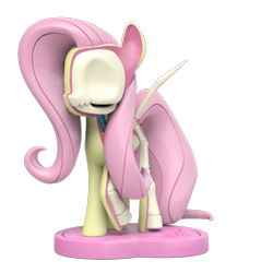 Size: 1000x1000 | Tagged: safe, derpibooru import, part of a set, fluttershy, pegasus, pony, 3d render, bone, dissectibles, freeny's hidden dissectibles, merchandise, simple background, skeleton, solo, transparent background