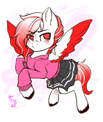 Size: 1600x1900 | Tagged: safe, artist:falafeljake, derpibooru import, oc, oc:deepest apologies, pegasus, commissioner:shockwave, crossdressing, cute, male, pegasus oc, wings