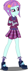 Size: 2021x5000 | Tagged: safe, artist:xebck, derpibooru import, edit, editor:slayerbvc, sunny flare, equestria girls, friendship games, absurd resolution, bowtie, clothes, crossed arms, crystal prep academy, crystal prep academy uniform, crystal prep shadowbolts, female, no makeup edit, pleated skirt, raised eyebrow, school uniform, simple background, skirt, solo, transparent background, vector, vector edit