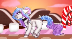 Size: 1280x699 | Tagged: safe, artist:okimichan, derpibooru import, oc, oc:sugar rush, earth pony, pony, female, mare, solo