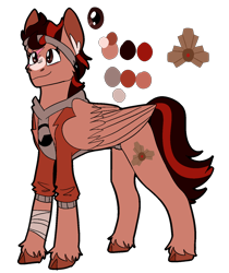 Size: 1246x1486 | Tagged: safe, artist:medicalmysteries, derpibooru import, pegasus, pony, alyx vance, bandage, clothes, female, half-life, half-life 2, mare, ponified, reference sheet, simple background, smiling, solo, transparent background, unshorn fetlocks