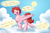 Size: 2000x1333 | Tagged: safe, artist:goat train, derpibooru import, oc, oc only, oc:weathervane, pegasus, pony, cloud, day, digital art, eyes closed, singing, sky, solo, speech bubble, sun, tail, text, wings