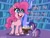 Size: 2160x1620 | Tagged: safe, artist:nekosnicker, derpibooru import, pinkie pie, twilight sparkle, twilight sparkle (alicorn), alicorn, earth pony, pony, my little pony: pony life, my little pony: stop motion short, potion party, female, giant pinkie pie, giant pony, giant/macro earth pony, library, macro, mare, potion, signature, twilight's castle, twilight's castle library