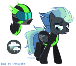 Size: 2380x2073 | Tagged: safe, artist:picasu, derpibooru import, oc, oc only, oc:stellar clouds, pegasus, pony, clothes, female, gritted teeth, helmet, mare, multicolored hair, raised leg, simple background, solo, the washouts, uniform, washouts uniform, white background