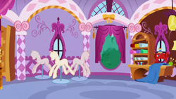 Size: 1280x720 | Tagged: safe, derpibooru import, screencap, sisterhooves social, background, carousel boutique, liminal space, no pony, rarity's bedroom, scenic ponyville