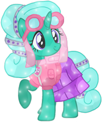 Size: 917x1080 | Tagged: safe, artist:徐詩珮, derpibooru import, glitter drops, crystal pony, pony, unicorn, series:sprglitemplight diary, series:sprglitemplight life jacket days, series:springshadowdrops diary, series:springshadowdrops life jacket days, alternate universe, base used, clothes, crystallized, cute, paw patrol, simple background, skye (paw patrol), transparent background