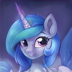 Size: 1024x1024 | Tagged: safe, artist:thisponydoesnotexist, derpibooru import, alicorn, bust, female, horn, long horn, neural network, solo