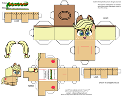 Size: 2979x2354 | Tagged: safe, artist:grapefruitface1, derpibooru import, applejack, earth pony, pony, my little pony: pony life, arts and crafts, clothes, craft, cubeecraft, papercraft, printable, template