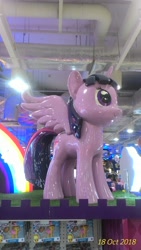 Size: 1836x3264 | Tagged: safe, derpibooru import, applejack, twilight sparkle, twilight sparkle (alicorn), alicorn, date, figure, glare, irl, photo, statue, toys r us