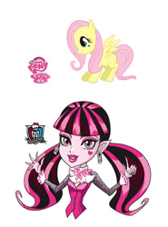 Size: 500x675 | Tagged: safe, artist:majoy_tokyo, derpibooru import, fluttershy, pegasus, pony, undead, vampire, vampony, digital art, draculaura, missing cutie mark, monster high