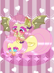 Size: 1536x2048 | Tagged: safe, artist:chocolate11451, derpibooru import, fluttershy, bat pony, bat ponified, cute, flutterbat, hairpin, race swap, red eyes, shyabetes