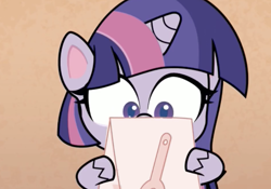 Size: 2638x1848 | Tagged: safe, derpibooru import, screencap, twilight sparkle, alicorn, pony, badge of shame, my little pony: pony life, spoiler:pony life s01e13, engineering, female, instruction, mare, misleading thumbnail, not a penis, solo