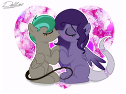 Size: 1024x768 | Tagged: safe, artist:delfinaluther, derpibooru import, oc, oc only, pegasus, pony, kissing, simple background, white background