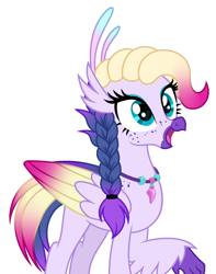 Size: 2328x2958 | Tagged: safe, artist:rioshi, artist:starshade, derpibooru import, oc, oc only, oc:coral shoals, hippogriff, cute, female, happy, hippogriff oc, simple background, solo