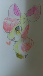 Size: 576x1024 | Tagged: safe, artist:kizironohakaba, derpibooru import, apple bloom, earth pony, colored pencil drawing, solo, traditional art